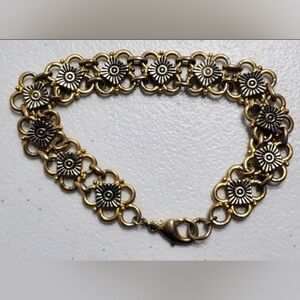 Elegant Gold and Silver Floral Bracelet